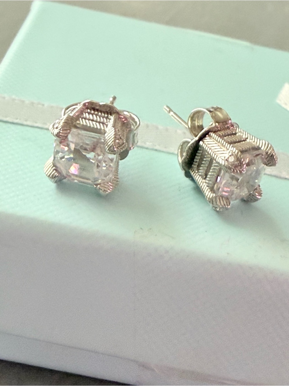 Judith Ripka 925 Sterling Silver Stud Earrings NEW